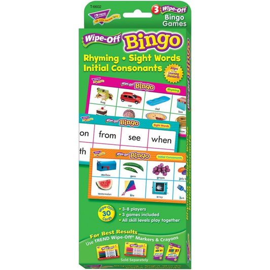 Bingo Rhyming, Sight Words, Initial Consonants (Wipe-off)