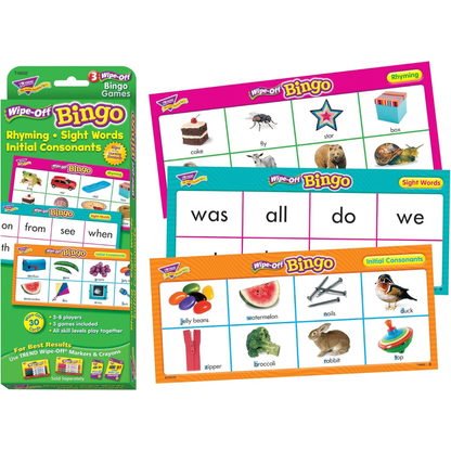 Bingo Rhyming, Sight Words, Initial Consonants (Wipe-off)