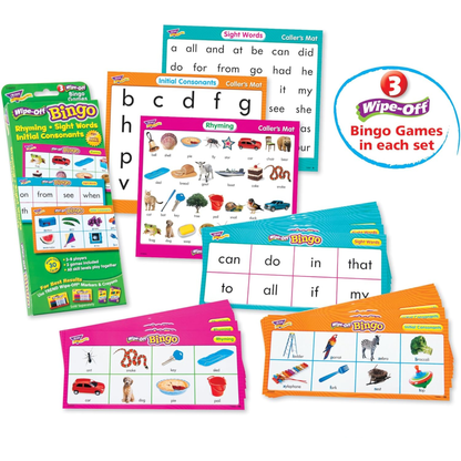Bingo Rhyming, Sight Words, Initial Consonants (Wipe-off)