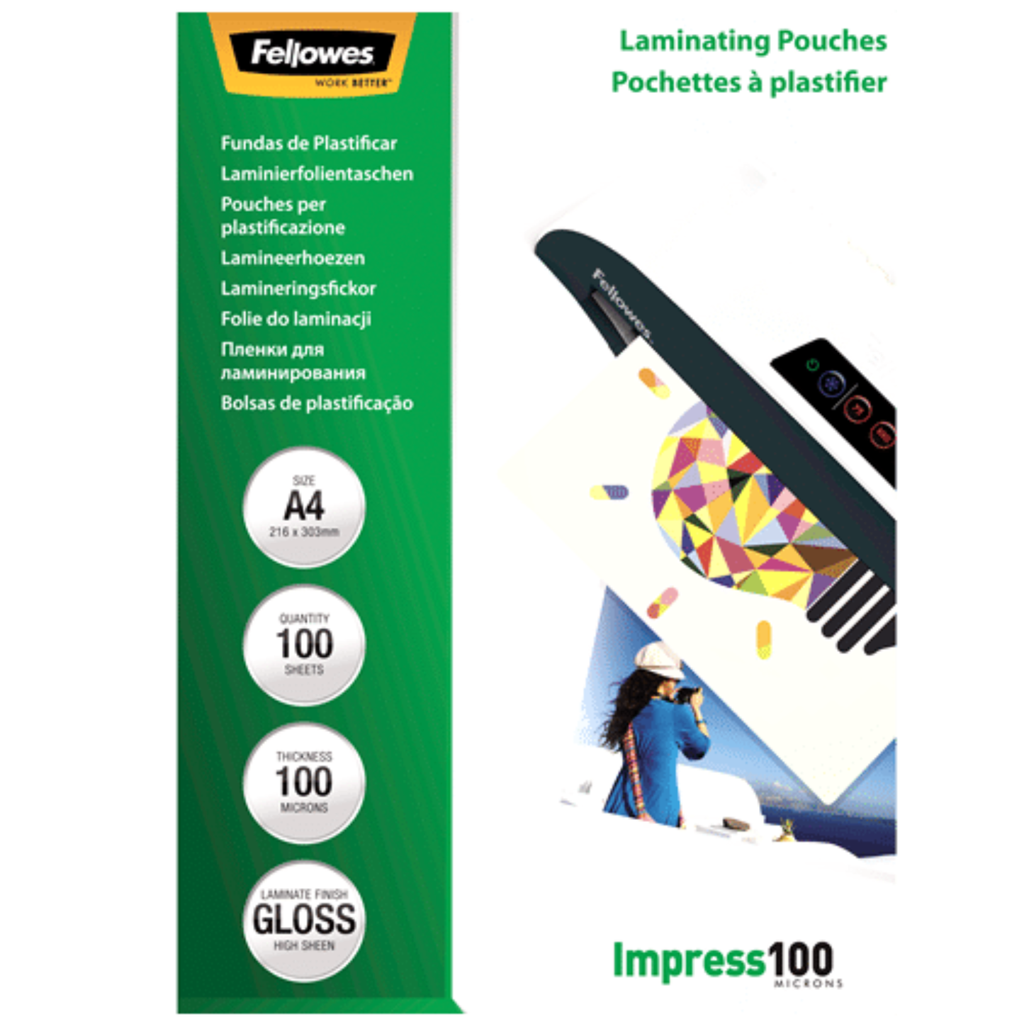 Fellowes 100 Micron Laminating Pouch – 100 pack